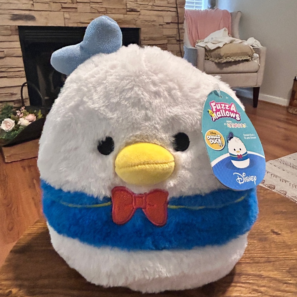 Disney Fuzz-A-Mallows Donald Duck Plush - White, Blue, and Yellow